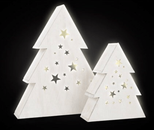 Light Up Wooden Christmas Trees Twin Pack - Led Lights - Image 7