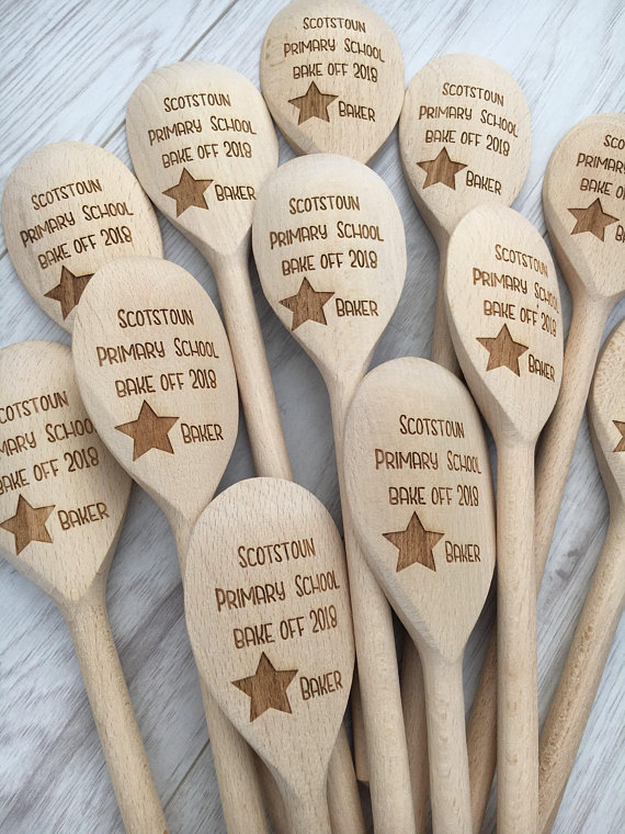 Wooden spoon personalised cooking utensil stirring spoon star baker top - Image 2