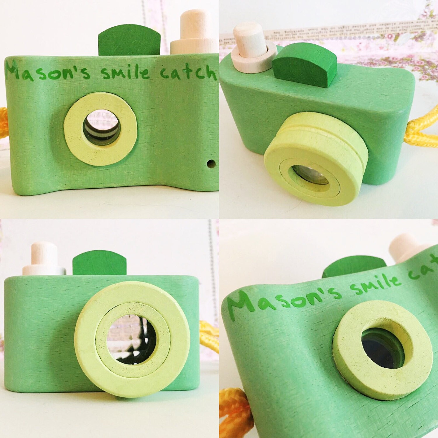 Wooden toy camera personalised gift