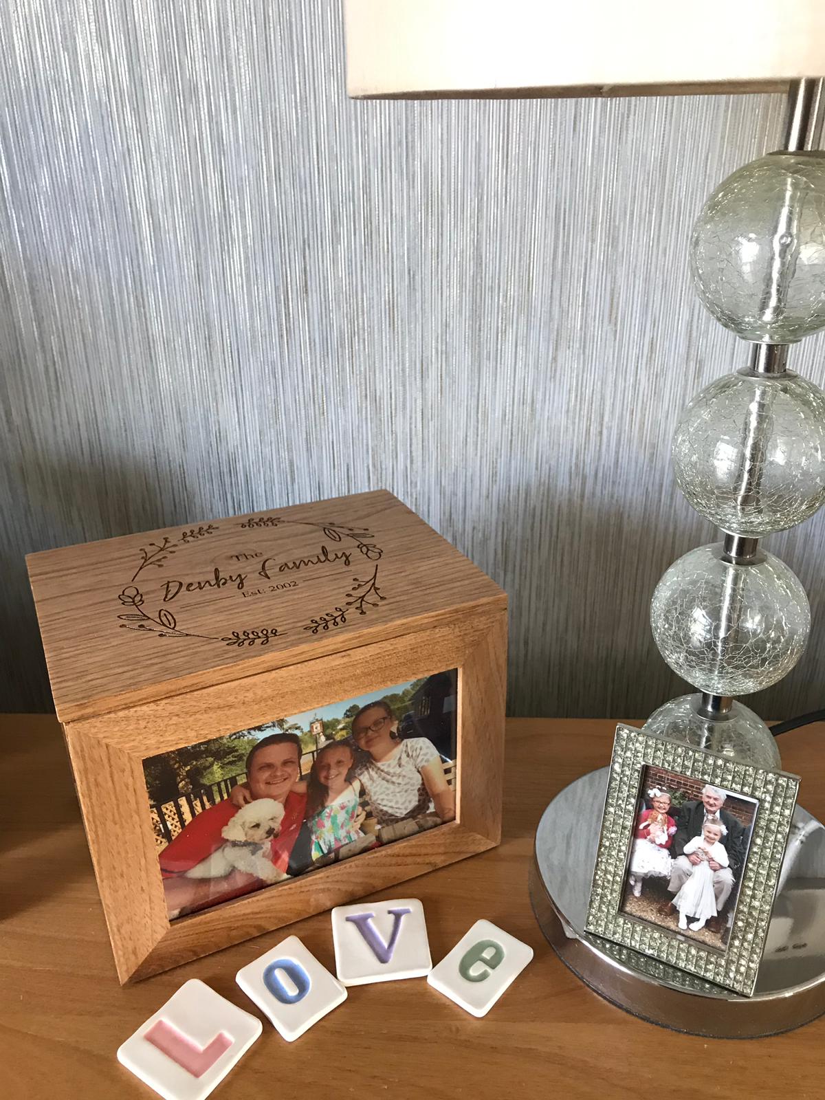Personalised Family Special Memories Oak Photo Cube Keepsake Box 6x4" - Image 5