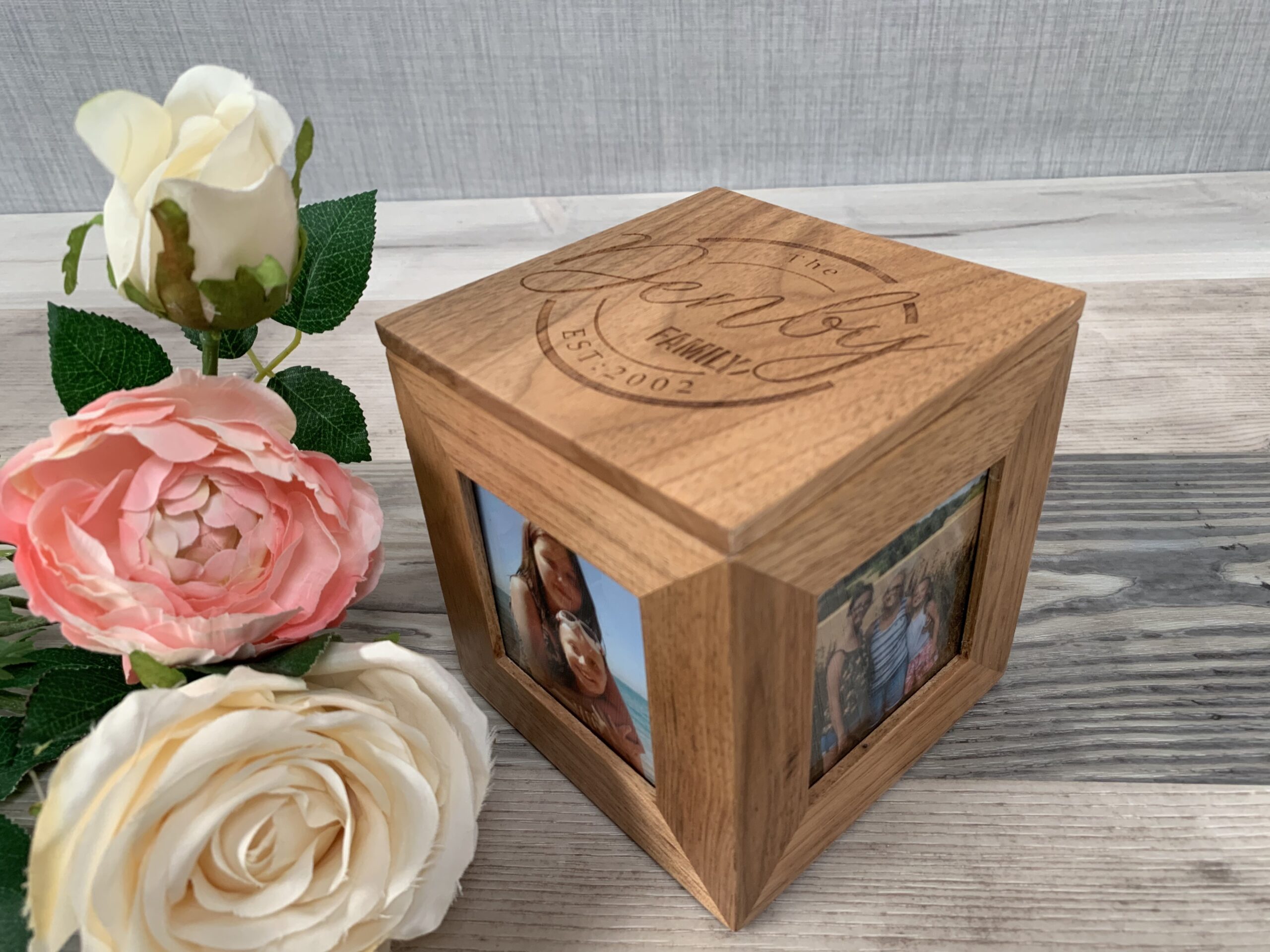 Personalised Photo Cube Oak Square Keepsake Gift - Image 2