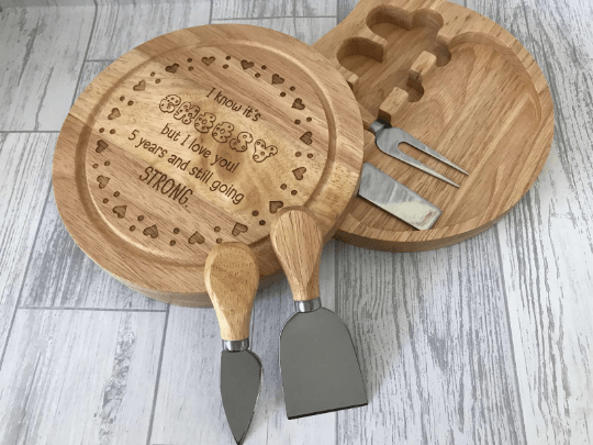 5th Wedding Anniversary Engraved Cheese Board - Image 3