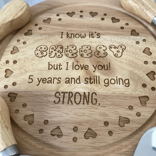 5th Wedding Anniversary Engraved Cheese Board - Image 2