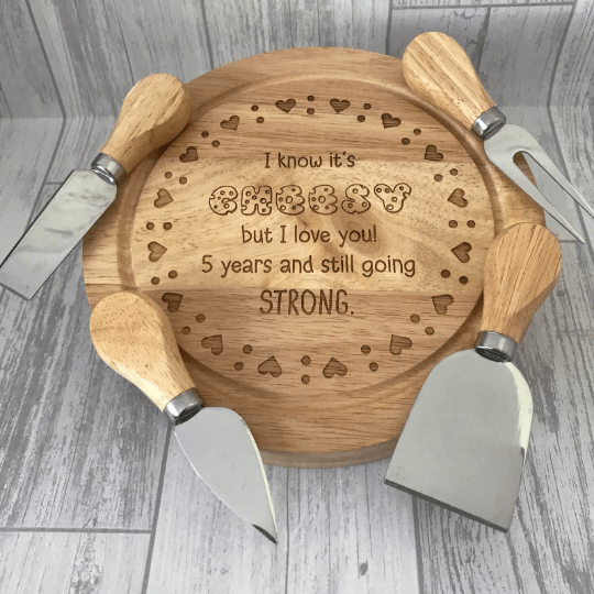 5th Wedding Anniversary Engraved Cheese Board - Image 5