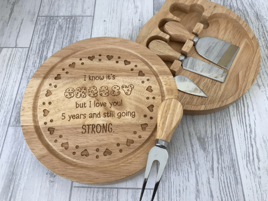 5th Wedding Anniversary Engraved Cheese Board - Image 6
