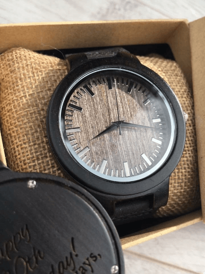 Dark Personalised Watch Wooden - Image 3