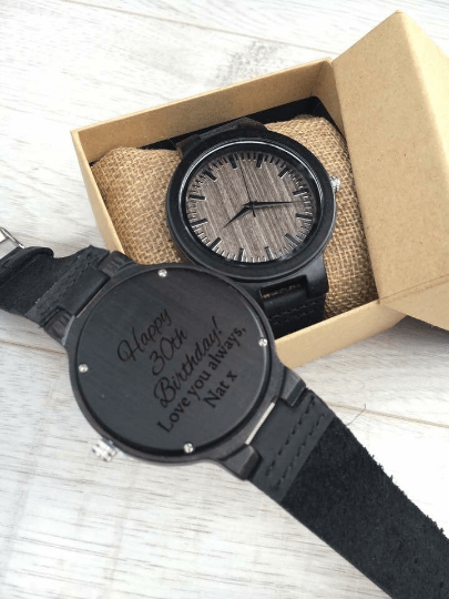Dark Personalised Watch Wooden - Image 2