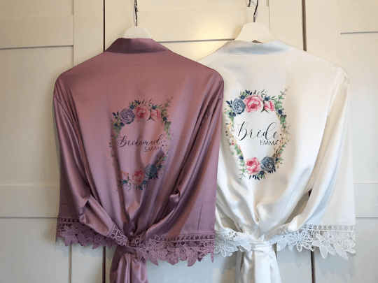Indiya range Lace Satin Wedding Robe - Image 4