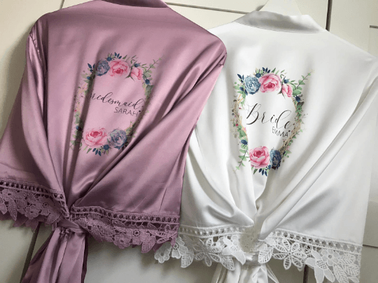 Indiya range Lace Satin Wedding Robe - Image 5