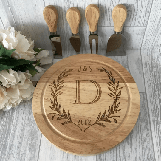 Personalised Initial Cheese Board With Knives - Image 6