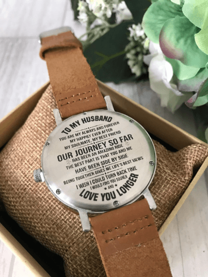 Wooden Stainless Steel Watch Personalised Gift - my husband quote - Image 4