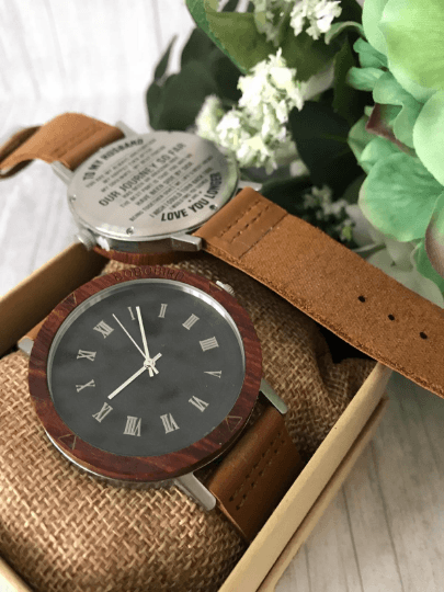 Wooden Stainless Steel Watch Personalised Gift - my husband quote - Image 5