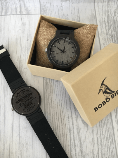 My Man Dark Wooden Quote Watch - Image 3