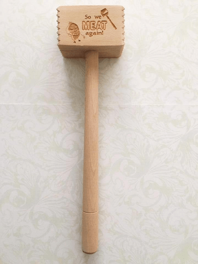 So We MEAT Again! Meat Mallet Wooden Engraved - Image 5