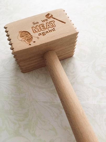 So We MEAT Again! Meat Mallet Wooden Engraved - Image 4