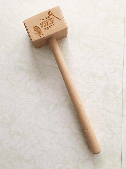 So We MEAT Again! Meat Mallet Wooden Engraved - Image 3