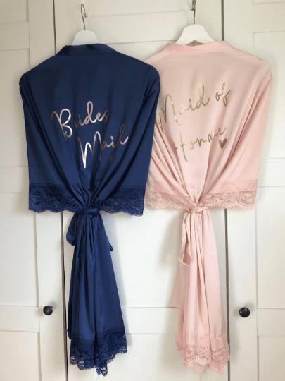 Melissa Lace Satin Wedding Robe - Image 6