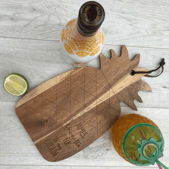 Pina Colada Quote Wooden Chopping Board - Pineapple Shape - Image 4
