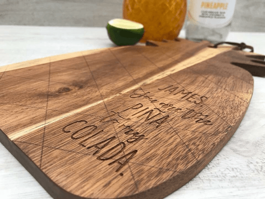 Pina Colada Quote Wooden Chopping Board - Pineapple Shape - Image 2