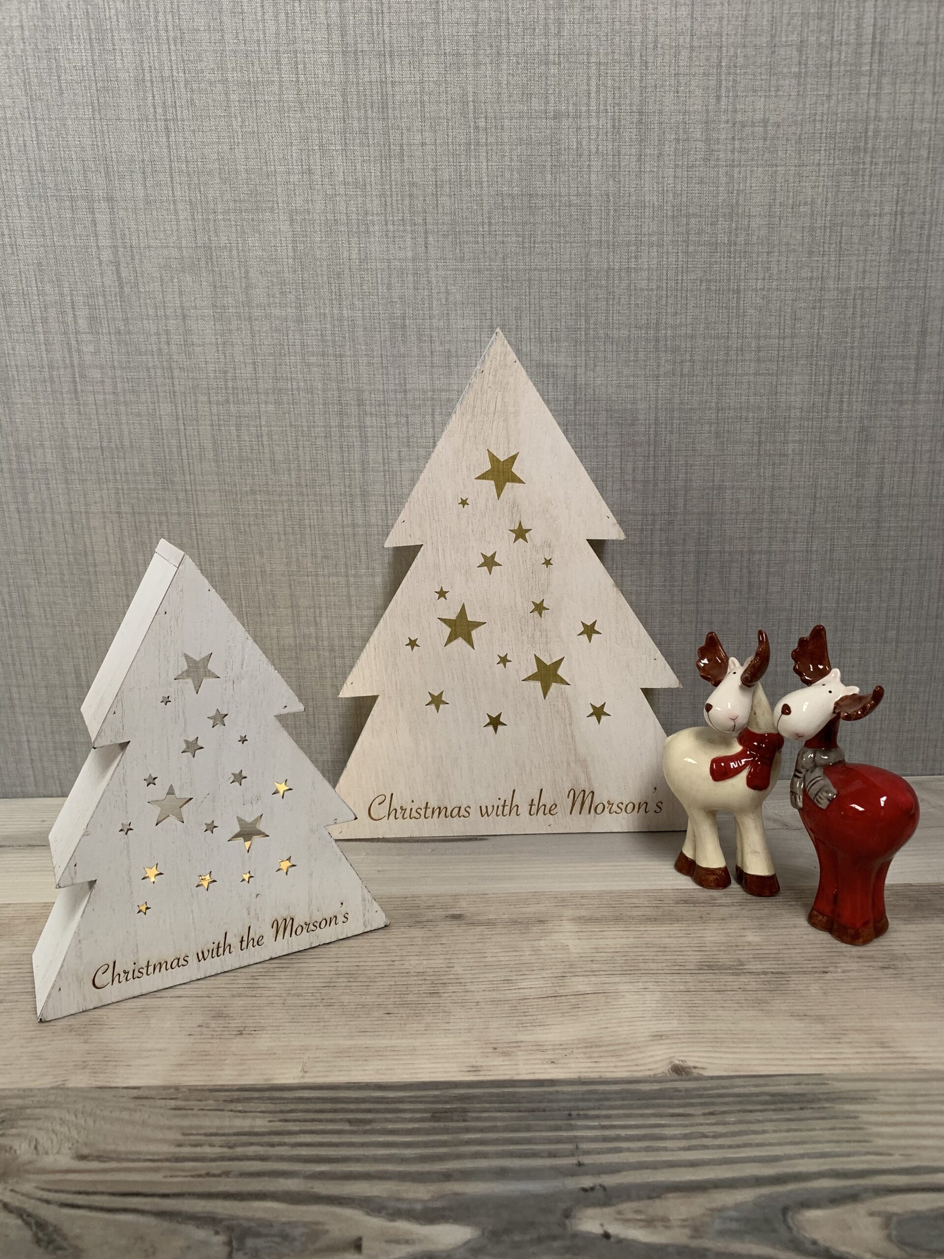 Light Up Wooden Christmas Trees Twin Pack - Led Lights - Image 3