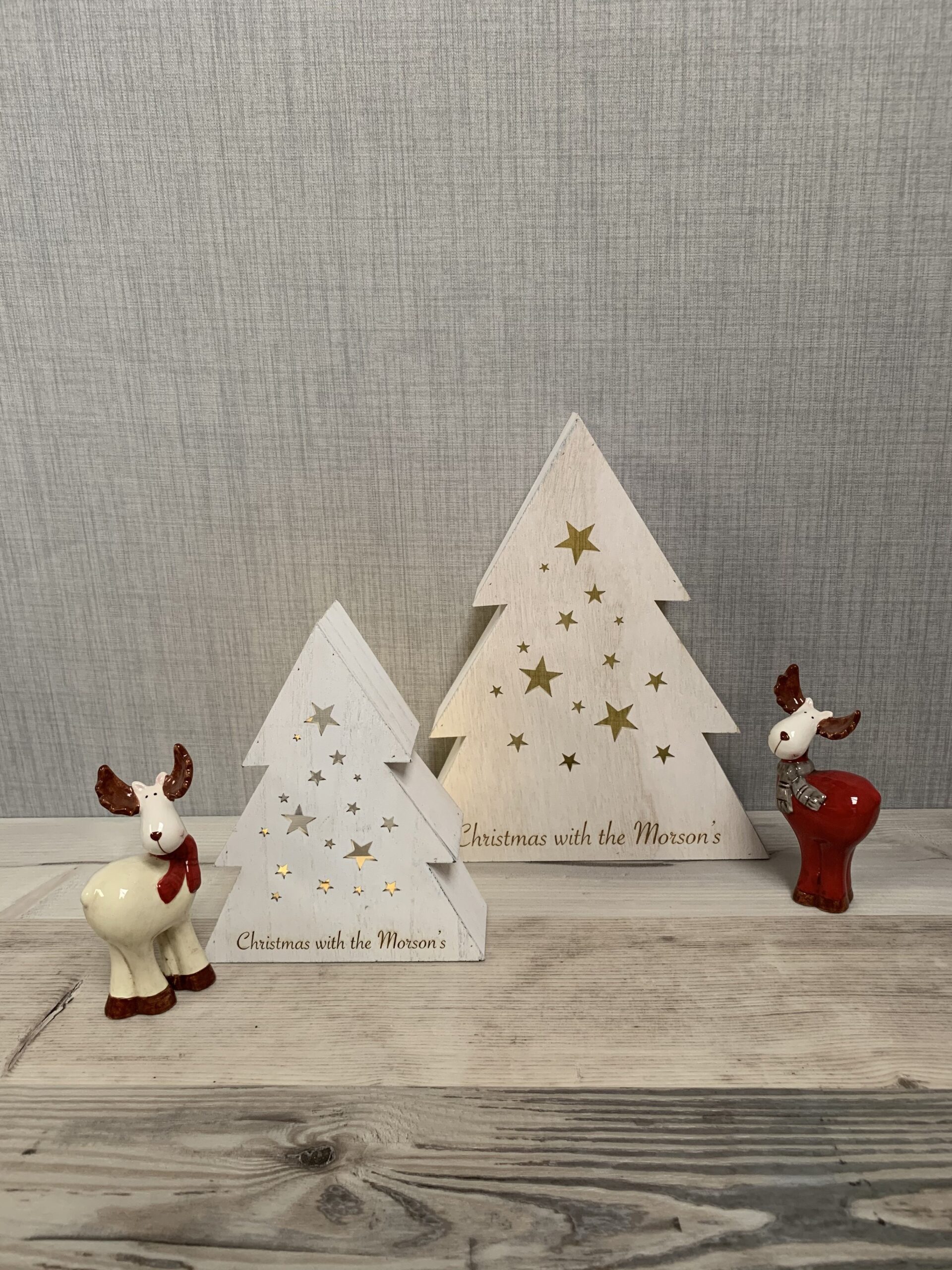 Light Up Wooden Christmas Trees Twin Pack - Led Lights - Image 6