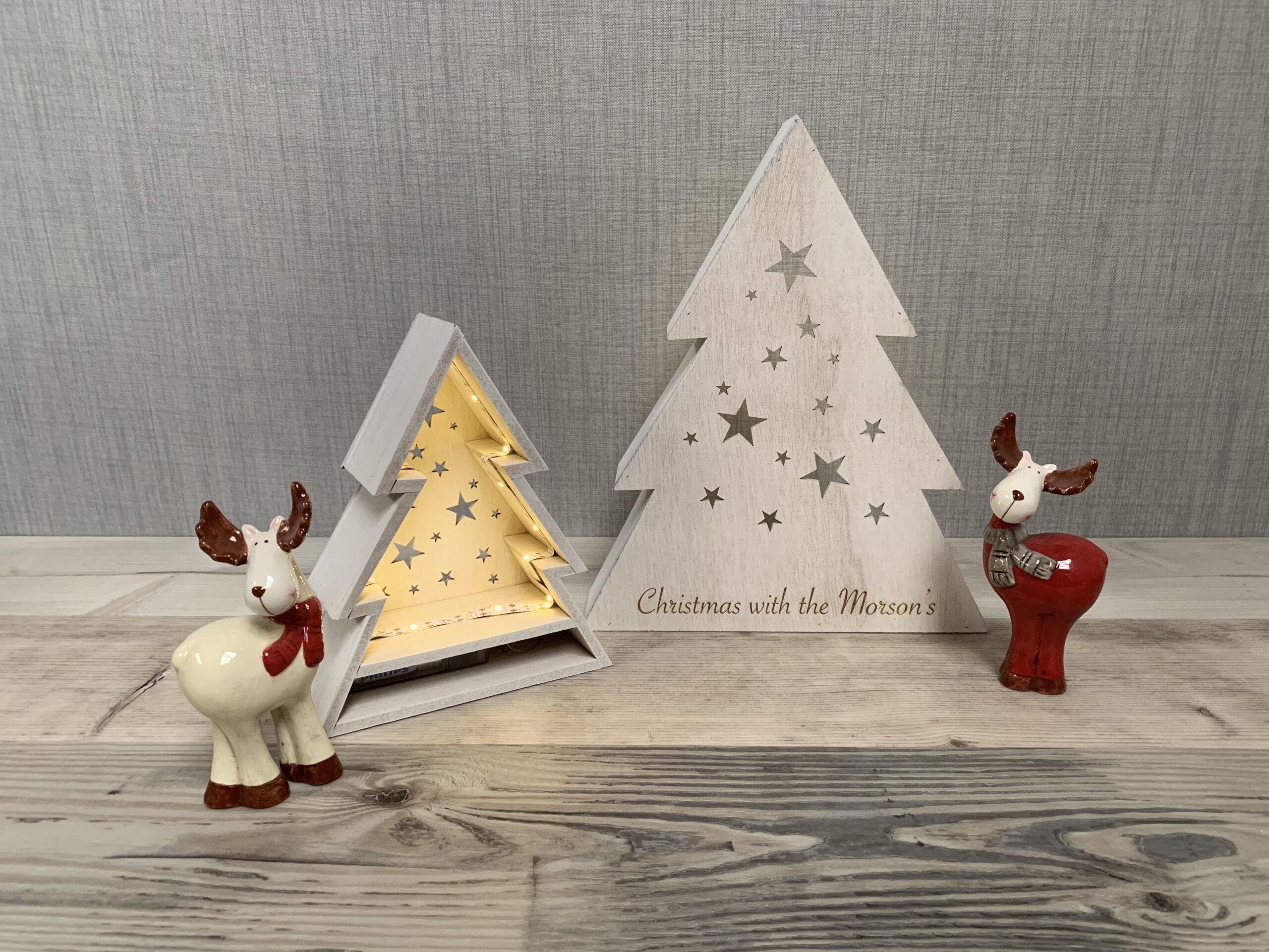 Light Up Wooden Christmas Trees Twin Pack - Led Lights - Image 5