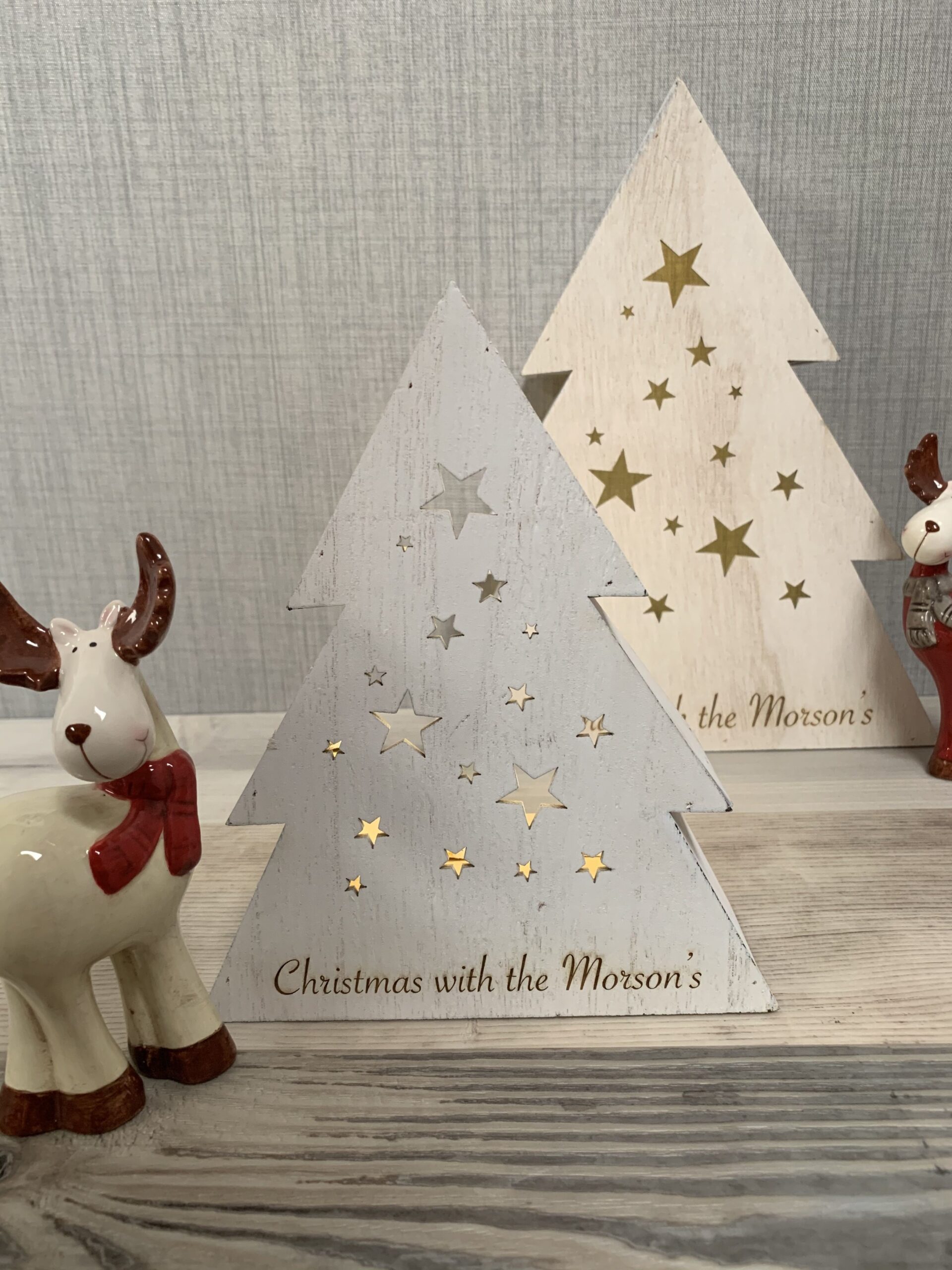 Light Up Wooden Christmas Trees Twin Pack - Led Lights - Image 4