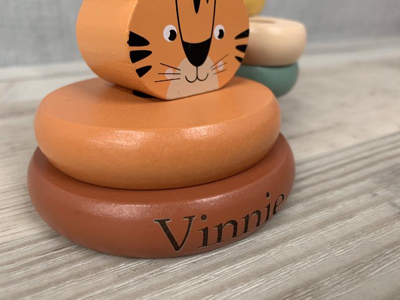 Personalised Wooden Toy Tiger Stacker - Image 2