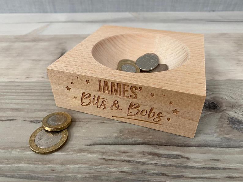Personalised Solid Beech Bits and Bobs/Coin Tray - Image 2