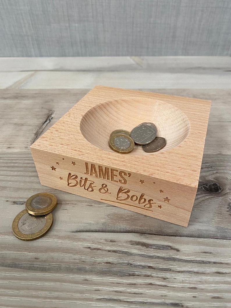 Personalised Solid Beech Bits and Bobs/Coin Tray - Image 4