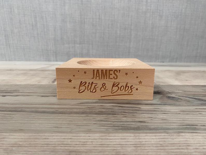 Personalised Solid Beech Bits and Bobs/Coin Tray - Image 3