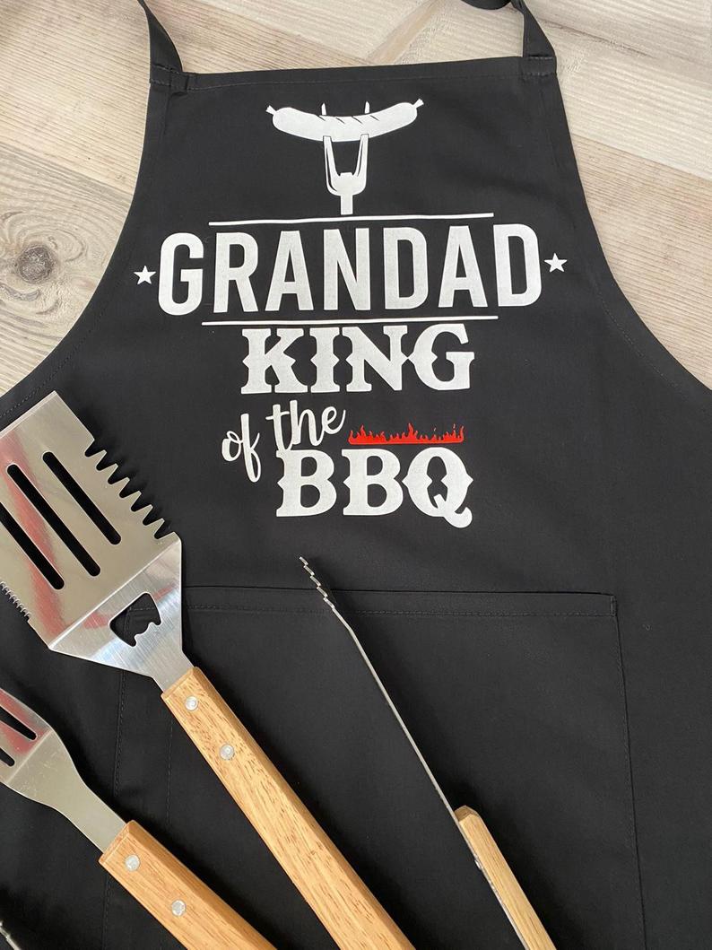 Personalised Grandad Black BBQ Apron - Image 4