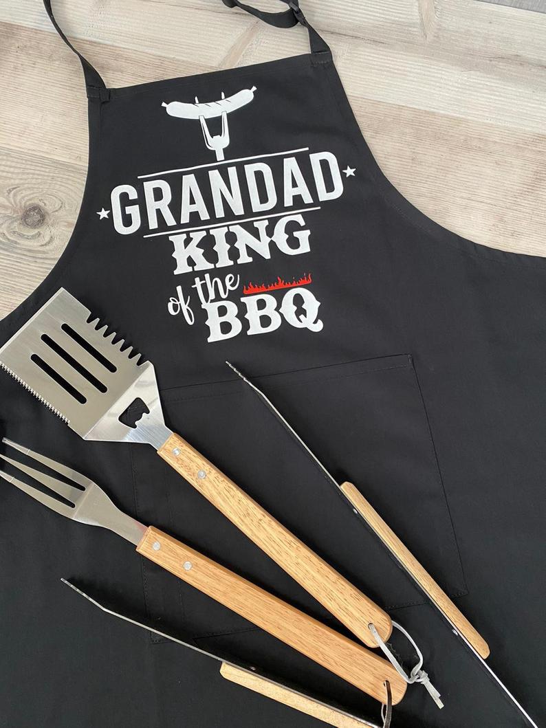 Personalised Grandad Black BBQ Apron - Image 3