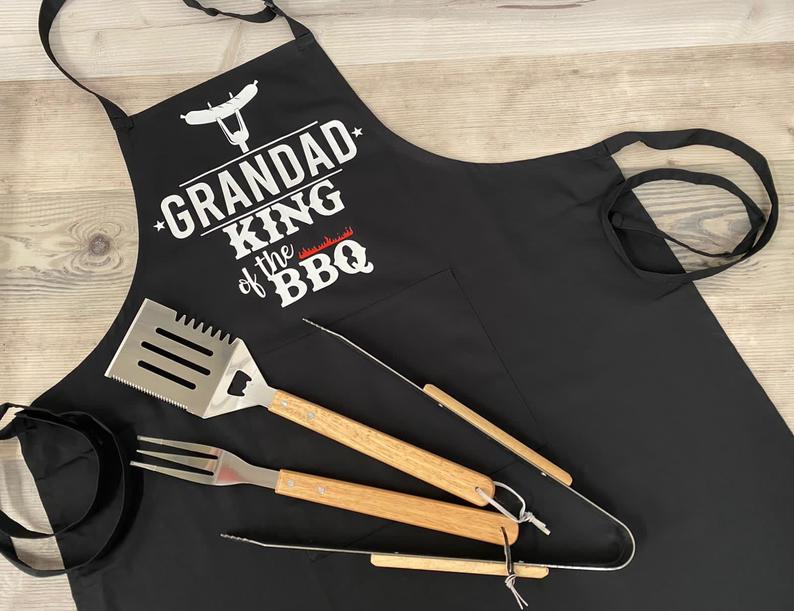 Personalised Grandad Black BBQ Apron - Image 2