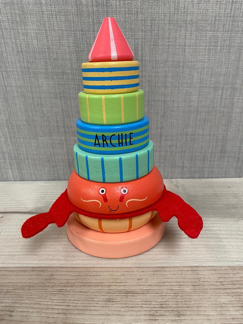Personalised Wooden Crab Stacking Toy - Image 5