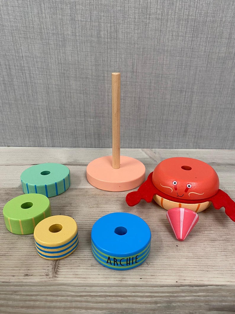 Personalised Wooden Crab Stacking Toy - Image 4