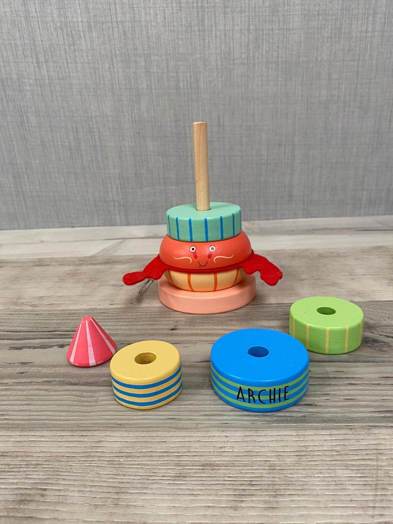 Personalised Wooden Crab Stacking Toy - Image 3