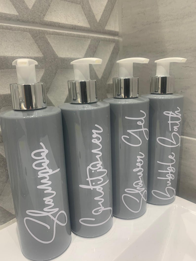 Personalised Pump Bottles Grey - Image 2