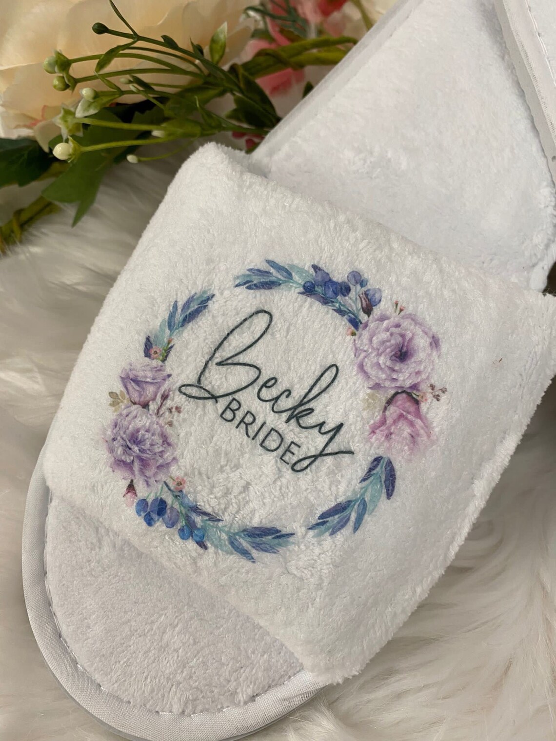 Heather Range Personalised Wedding Slippers - Image 2