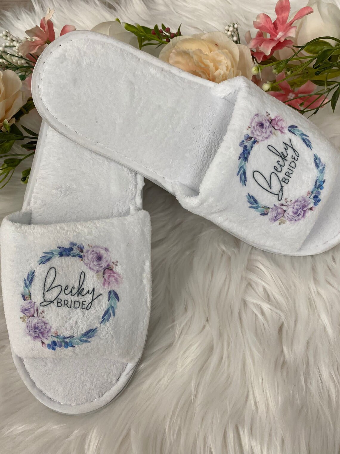 Heather Range Personalised Wedding Slippers - Image 4