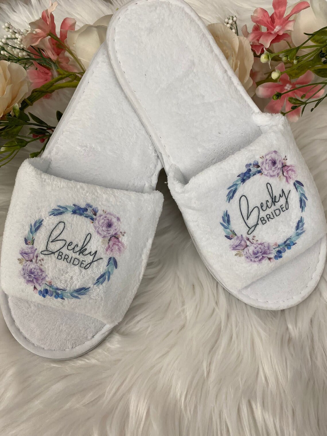 Heather Range Personalised Wedding Slippers - Image 3