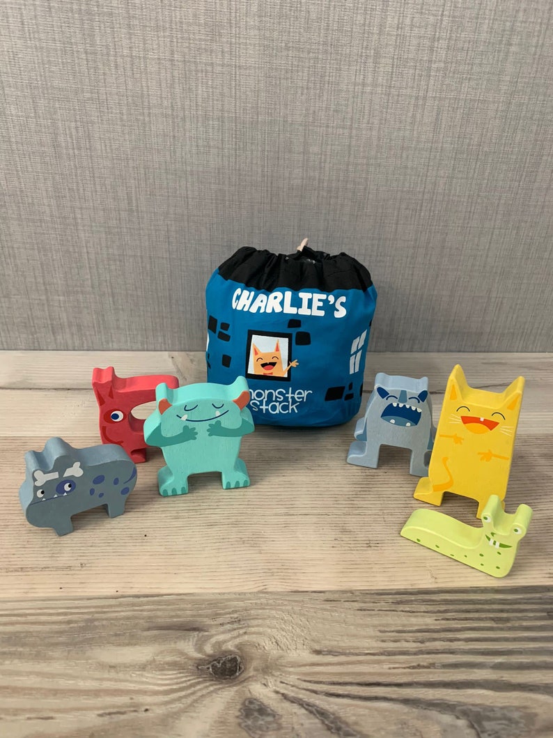 Personalised Wooden Stacking Monsters Toys - Image 4
