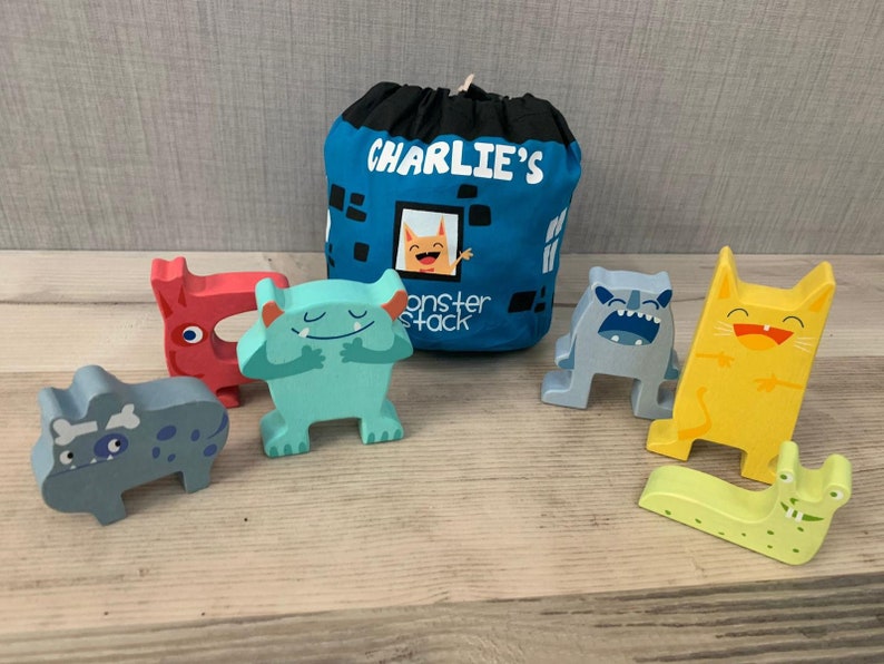 Personalised Wooden Stacking Monsters Toys - Image 3