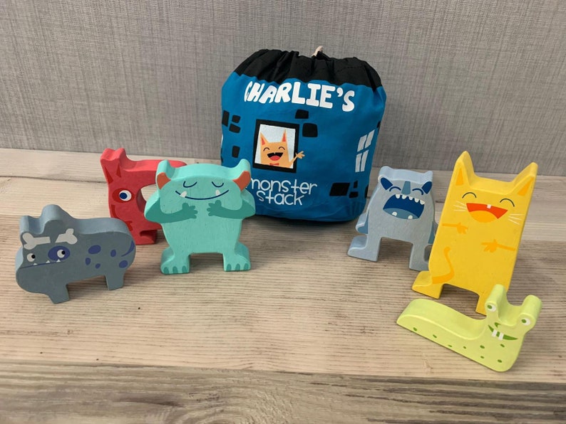 Personalised Wooden Stacking Monsters Toys - Image 5